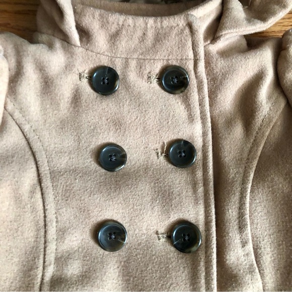 Old Navy Double Breasted Camel Tan Wool Peacoat Toddler Girl Size 18-24 Months - Picture 3 of 11